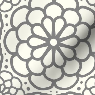 Mandala Floral Gray Cream Boho Bohemian Moroccan Geometric Abstract Art 8