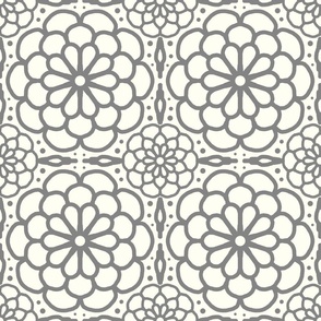 Mandala Floral Gray Cream Boho Bohemian Moroccan Geometric Abstract Art 8