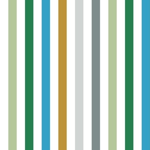 1 Inch Stripes / Blue, Green, Cool Tone Stripes
