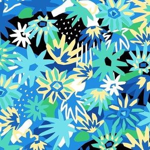 Glenroy Abstract Floral - Blue Large