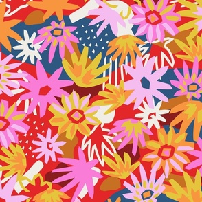 Glenroy Abstract Floral - Red Large