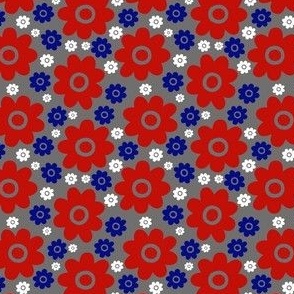 Daisies, patriotic on gray