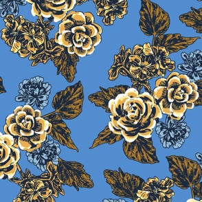 Fawkner Painted Floral - Blue Large