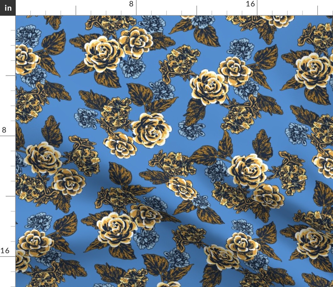 Fawkner Painted Floral - Blue Small