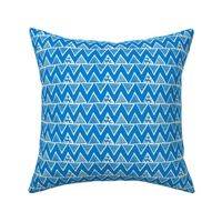 Smaller Scale Tribal Triangle ZigZag Stripes White on Bluebell 