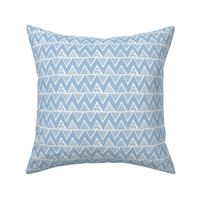 Smaller Scale Tribal Triangle ZigZag Stripes White on Sky Blue 