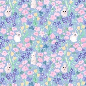 bunny garden periwinkle - small - by Pamela Goodman