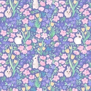 bunny garden very peri - small - by Pamela Goodman