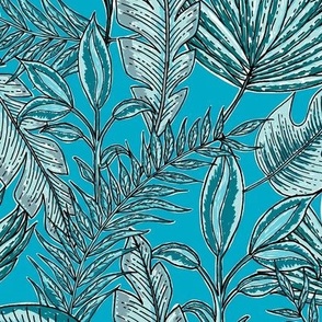 Tropical Foliage Medium - Vacation Blue