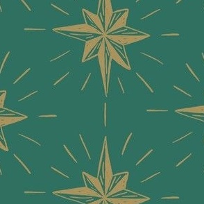 Stars 7" on Mistletoe Green. Vintage, retro inspired Christmas stars from my Nutcracker's Christmas Collection