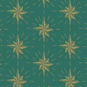 Stars 3.5" on Mistletoe Green. Vintage, retro inspired Christmas stars from my Nutcracker's Christmas Collection