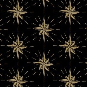 Stars 3.5" coal and vintage gold. Vintage, retro inspired Christmas stars from my Nutcracker's Christmas Collection - black