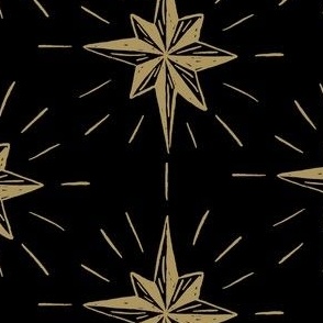 Stars 7" x 5 " coal and vintage gold. Vintage, retro inspired Christmas stars from my Nutcracker's Christmas Collection - black