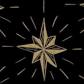 Stars 14" coal and vintage gold. Vintage, retro inspired Christmas stars from my Nutcracker's Christmas Collection - black