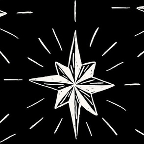 Stars 14" black and white. Vintage, retro inspired Christmas stars from my Nutcracker's Christmas Collection - monochrome