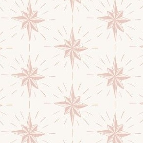 Stars 3.5" pink on Snow. Vintage, retro inspired Christmas stars from my Nutcracker's Christmas Collection - white