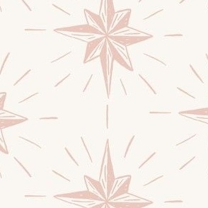Stars 7" pink on Snow. Vintage, retro inspired Christmas stars from my Nutcracker's Christmas Collection - white