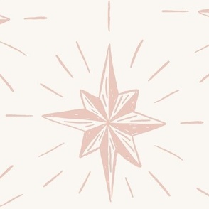 Stars 14" pink on Snow. Vintage, retro inspired Christmas stars from my Nutcracker's Christmas Collection - white