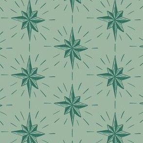 Stars 3.5" Frosty Green. Vintage, retro inspired Christmas stars from my Nutcracker's Christmas Collection, 