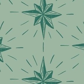 Stars 7" Frosty Green. Vintage, retro inspired Christmas stars from my Nutcracker's Christmas Collection, 