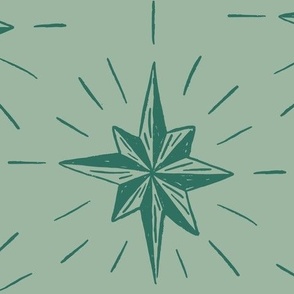 Stars 14" Frosty Green. Vintage, retro inspired Christmas stars from my Nutcracker's Christmas Collection, 