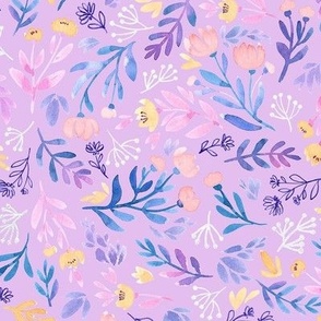 violet floral on orchid pink - by Pamela Goodman