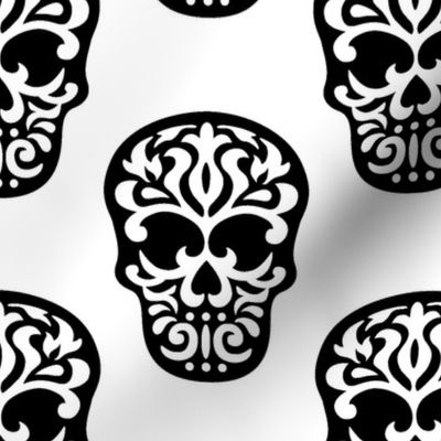 Skulls Black on White