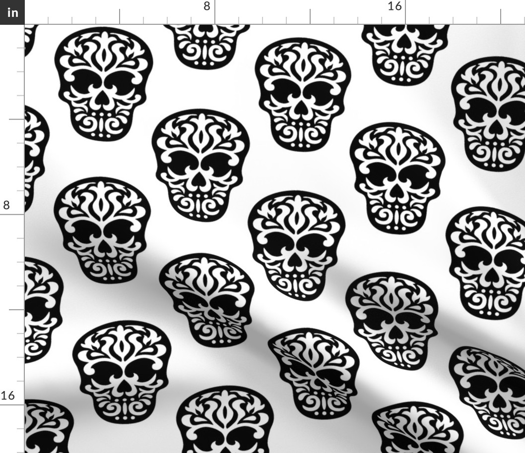 Skulls Black on White