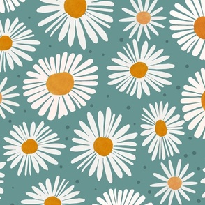 Bumblebee - Daisies in teal L