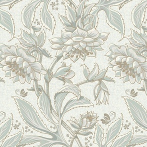 (M/textured) v.3 / Victorian Lace Hellebore in Sage Green / Shabby Chic Faux Texture / Arts and Crafts Style / Light (WGD-116) background color / medium scale / see collections 