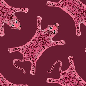 Pink leopard skin on maroon