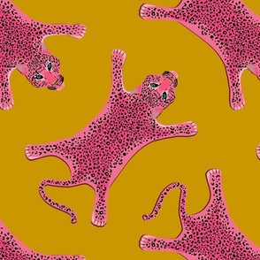 Pink leopard skin on gold