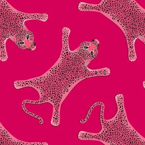 Pink leopard skin on rubine red