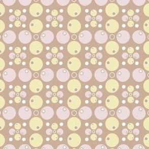 Butter Yellow and Pink Circles in squared pattern
