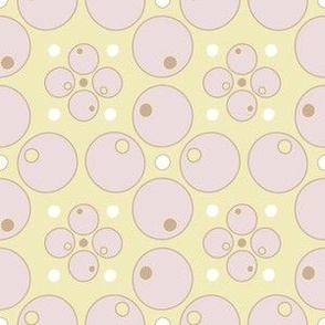 Pink circular pattern  on yellow background
