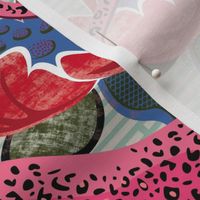 Pink leopard skin on graphic shapes green