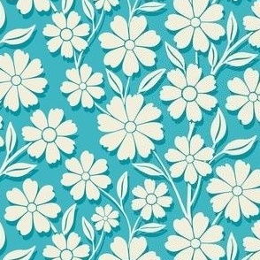 Teal Cut Paper Flowers - small Scale