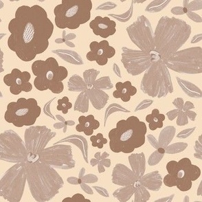 Hand Drawn Spring Floral in Neutral