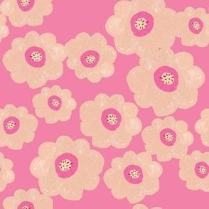 Big Colorful Vibrant Abstract Floral with Pink Background