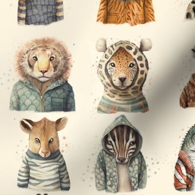Animals in animal print sweaters 