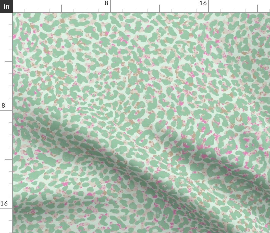 leopard skin - green & pink