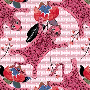 Pink leopard skin on graphic shapes pink