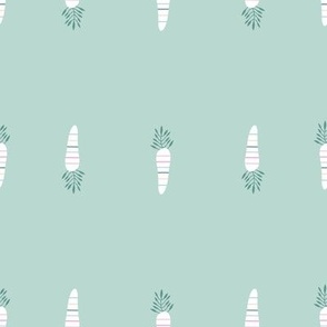 Whimsical Easter Carrots, Mint Green Bunny Food Pattern, Spring Holiday Decor, Cute Kitchen Textile-8'x8'
