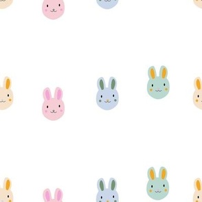 Spring Bunny Faces Seamless Pattern, Easter Fabric, Cute Animal Print-medium scale