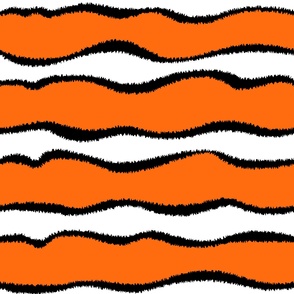 Clownfish skin texture in bright orange reddish black and white- vertical wonky fuzzy stripes-Vertical stripes are also available in my shop