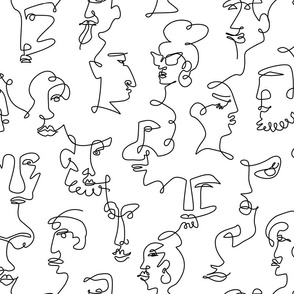 one line quirky faces