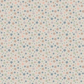 Small Cream Peach Blue Stars part of Earth Tone Kids Collection