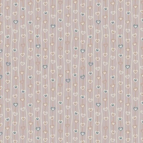 Medium Lilac Blue Cream Hearts and lines part of Earth Tone Kids Collection 