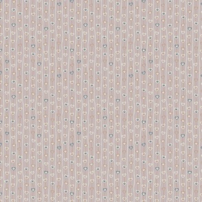 Small Lilac Blue Cream Hearts and lines part of Earth Tone Kids Collection 