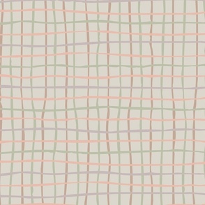 Large Peach Cream Sage Mesh Plaid part of Earth Tone Kids Collection 